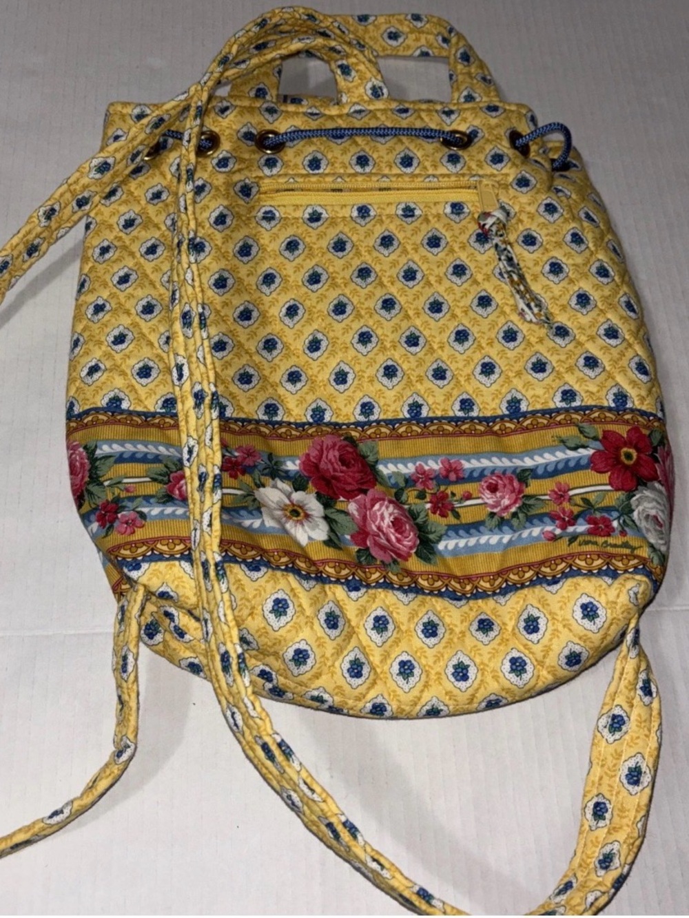 Vera Bradley Yellow ELIZABETH MINI Floral Backpack Tote NEW - Picture 7 of 7